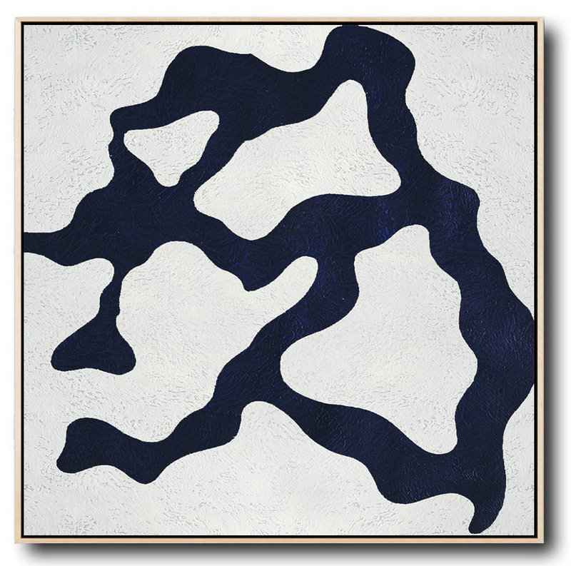 Original Painting Hand Made Large Abstract Art,Hand Painted Navy Minimalist Painting On Canvas,Acrylic On Canvas Abstract